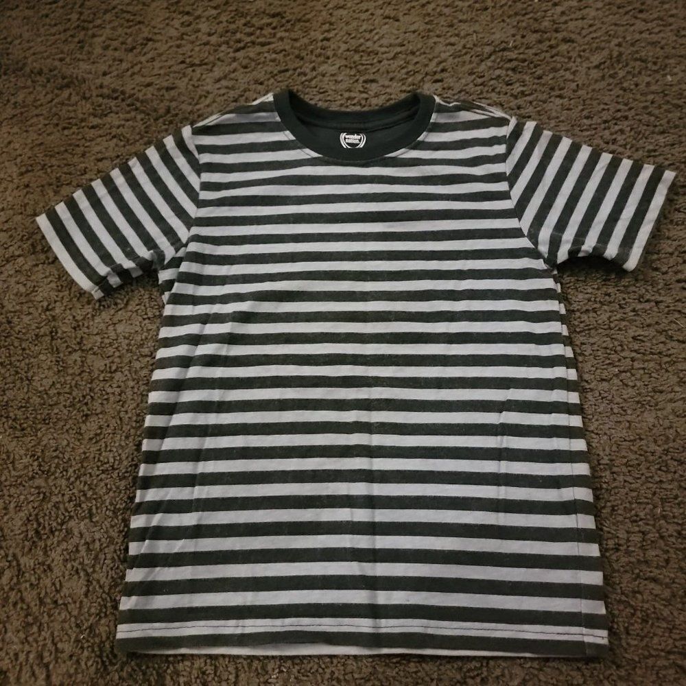 Wonder Nation Boys Blue Striped Crew Neck Short Sleeve Pullover Shirt Size 6/7